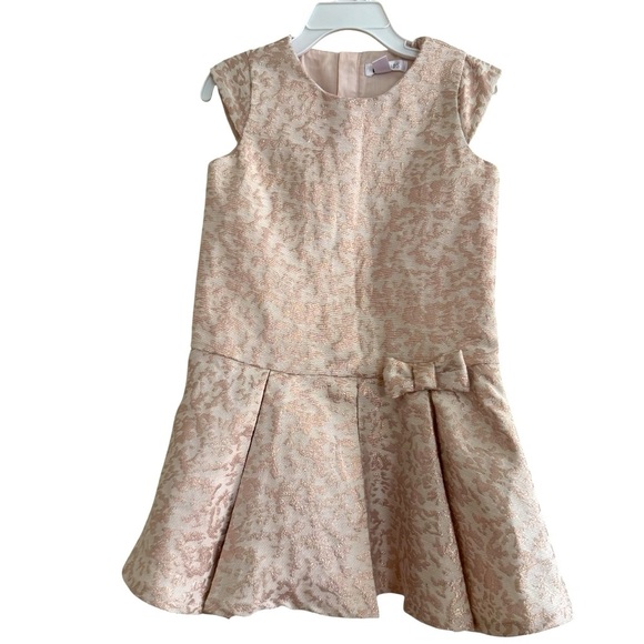 PL Kids Cream Rose Gold Holiday Christmas Dress Short Sleeve Girls Size 5 - Picture 1 of 6
